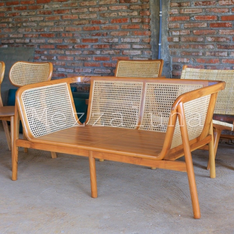 Sofa Retro Minimalis Klasik Jati Rotan / Sofa Minimalis Unik / Sofa Keranjang