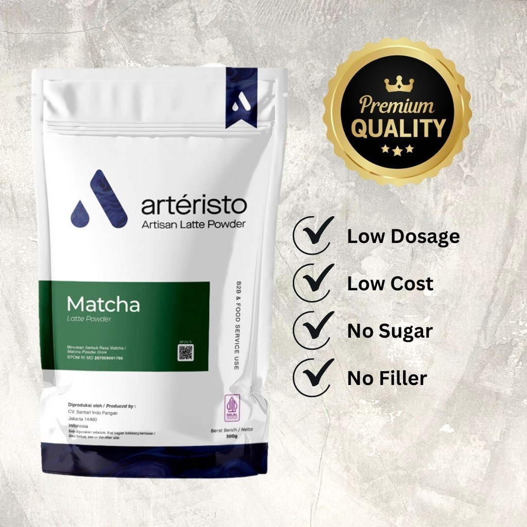 

Arteristo Matcha Premium Bubuk Minuman Aneka Rasa 500gr - Tanpa Gula Kekinian Instan