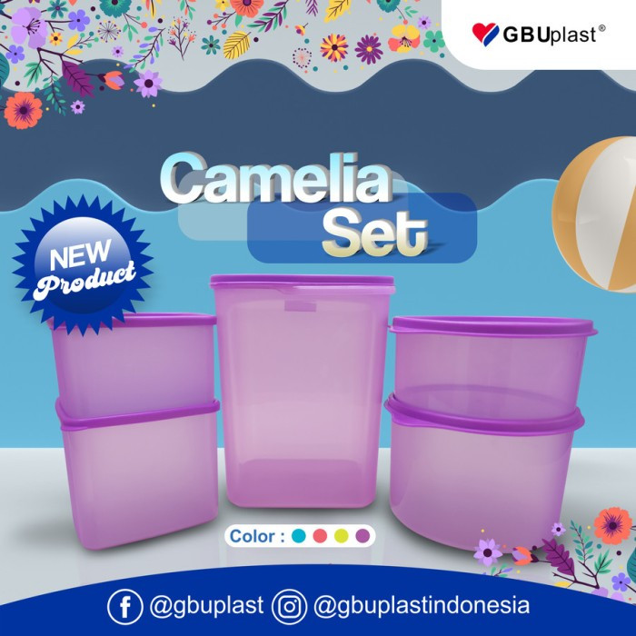 Toples Makanan Plastik Sealware Camelia Set 5pcs Merk GBU Plast KS-005