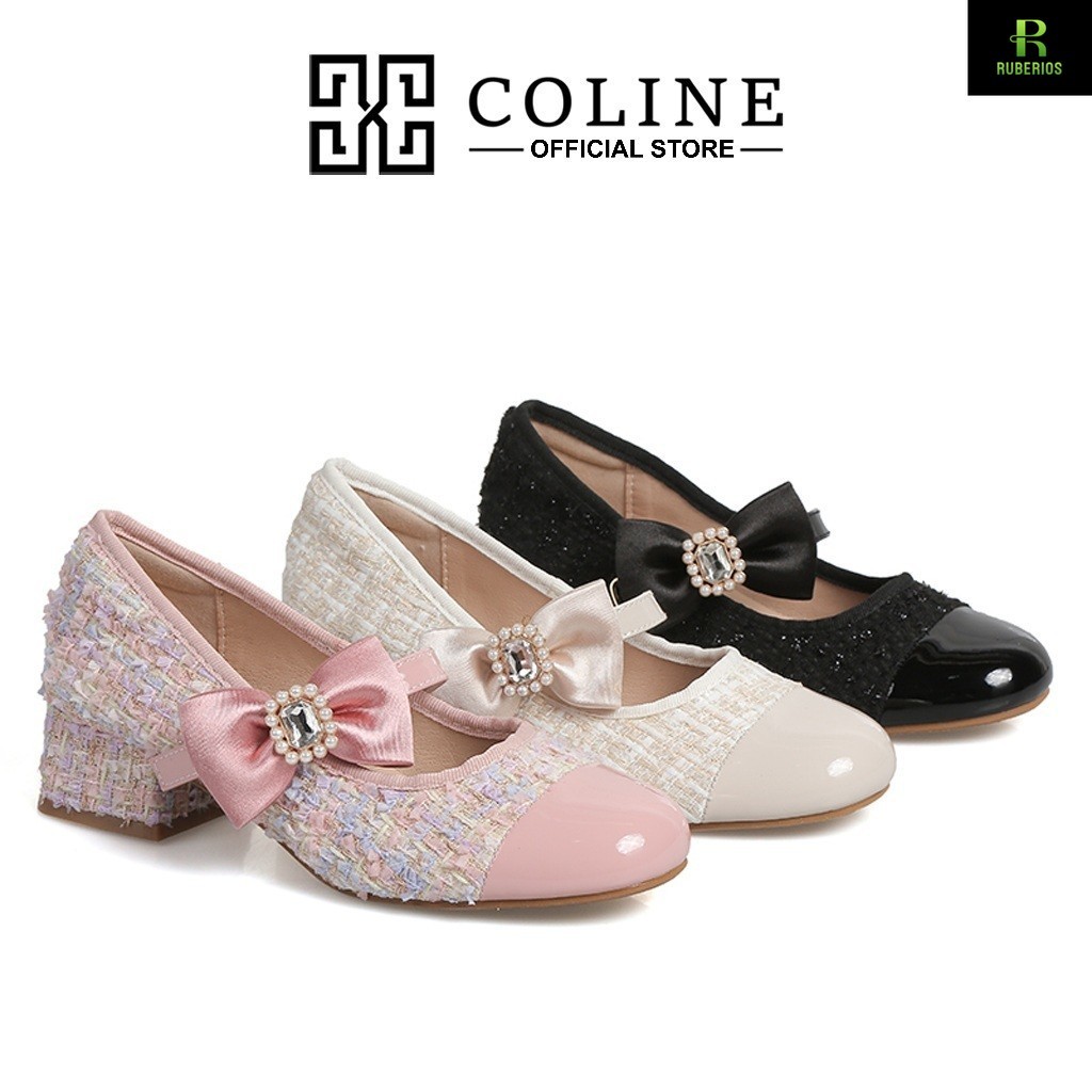 COLINE CLN-2851 Tweed Hak Tahu Wanita / High Heels Tweed #C1238