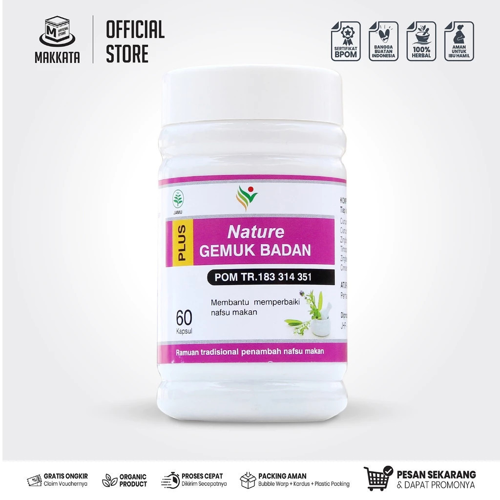 VITAMIN KAPSUL KAPSUL GEMUK BADAN Kapsul Nature Isi 60 Solusi Obat Penggemuk Badan Permanen Halal