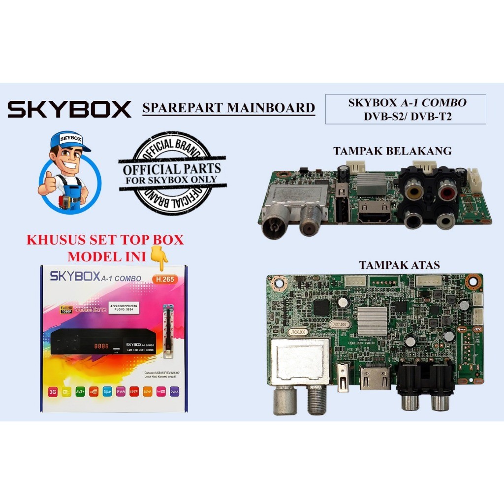 Mainboard Skybox A1-Combo DVB-S2 dan DVB-T2 original baru