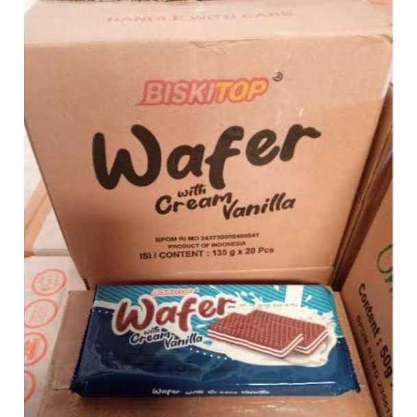 

Biskitop wafer cream vanila 135 gram 1 dus isi 20 pcs