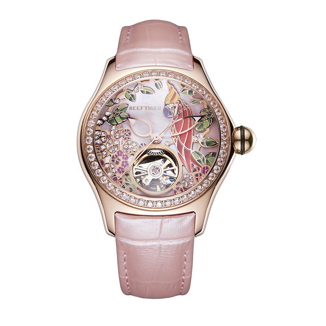 Jam Tangan Wanita Reef Tiger LOVE Serier RGA7105 Luxury Diamonds Bezel Women Lady Automatic Meachani