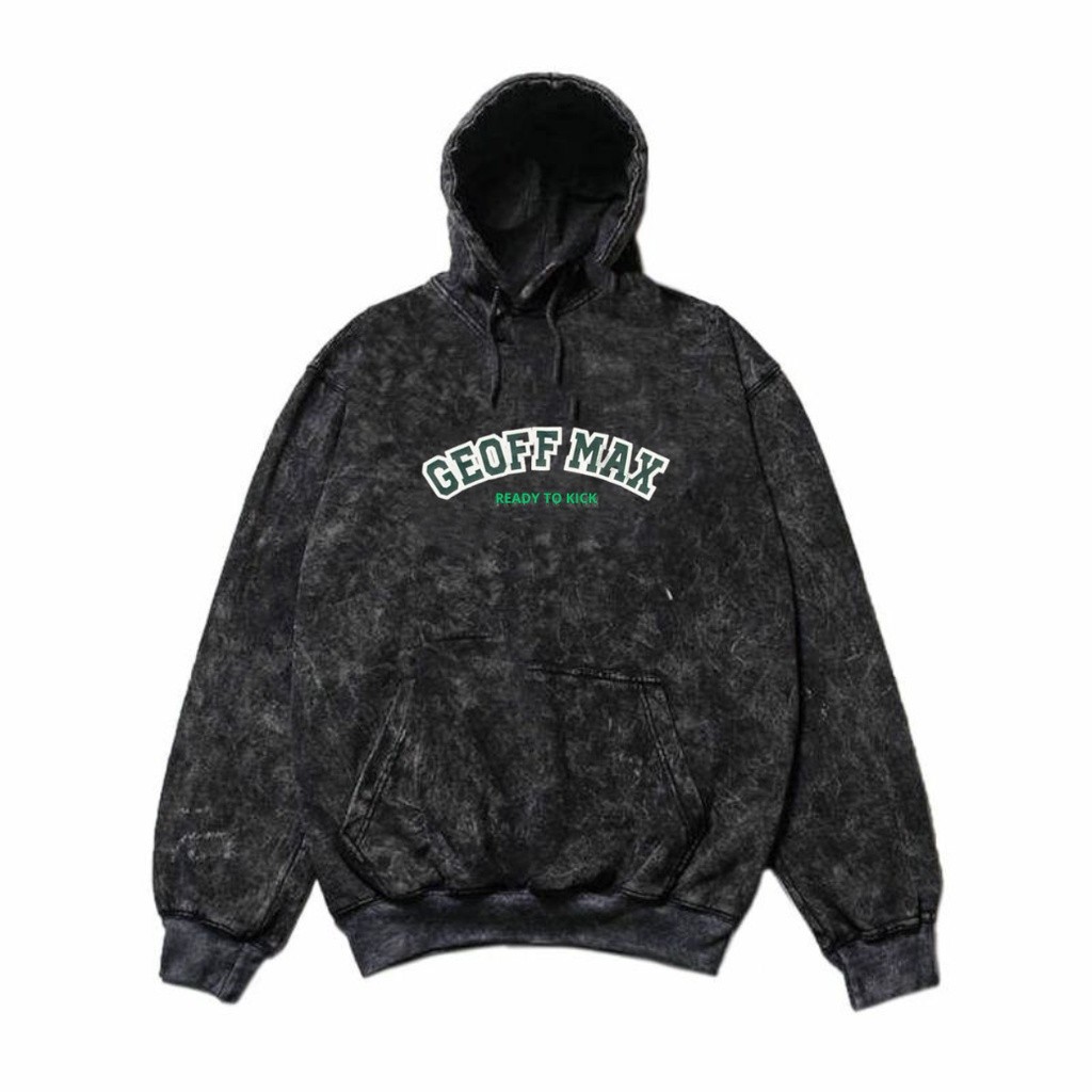 Geoff Max Oficial - Pullover Hoodie Woshing Black Snow #010 Pria Wanita Katun Plecce Tebal Premium S