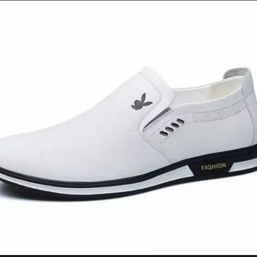 Promo Sepatu Pantofel Formal pria kulit merk Playboy Kualitas Premium - Putih, 40