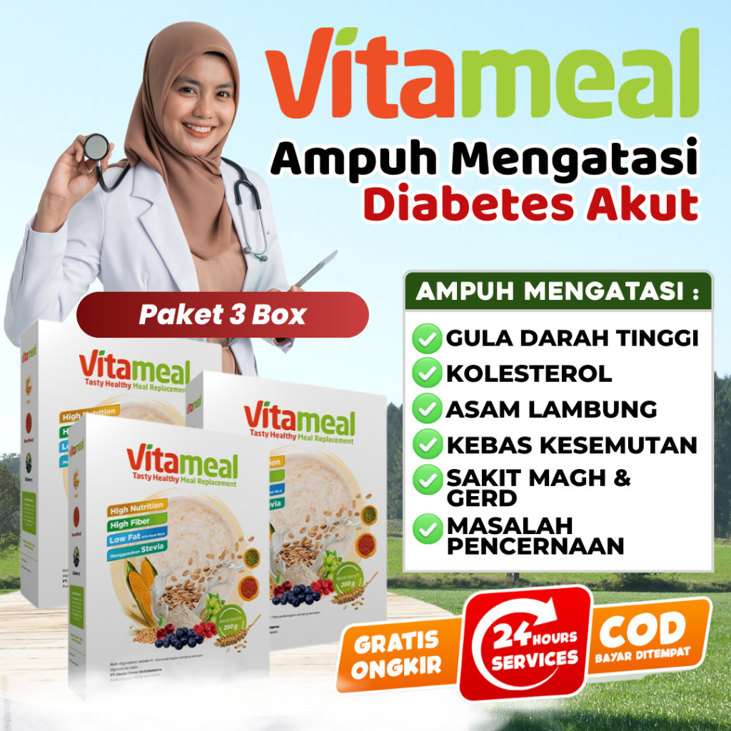 

Vitameal - Paket 3 Box Sereal Sehat Multigrain Ampuh Menurunkan Gula Darah Tinggi Mencegah Diabetes Kolesterol Asam Lambung Maag Sereal Vitamale