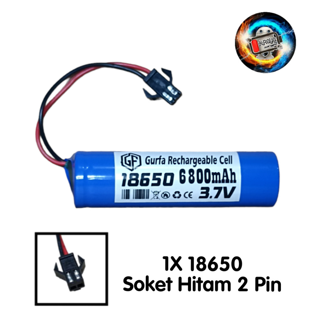 ZHA88GH Baterai Mobil RC Type Lithium 18650 Soket Hitam 3.7V - 6800mAh