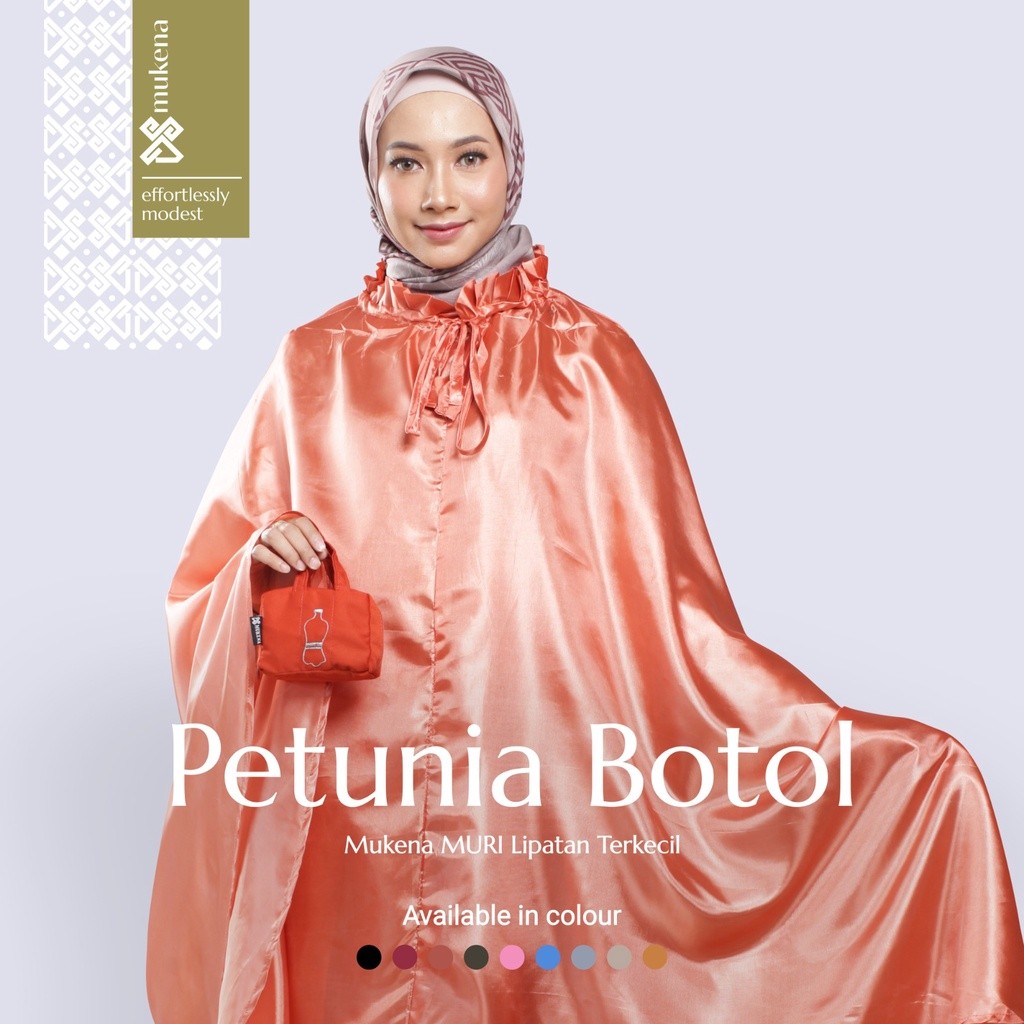 MUNIKSOSHOP  DS Modest - Mukena Traveling Mini Tanpa Kepala - Petunia A/B (Case Ori Bordir Botol)
