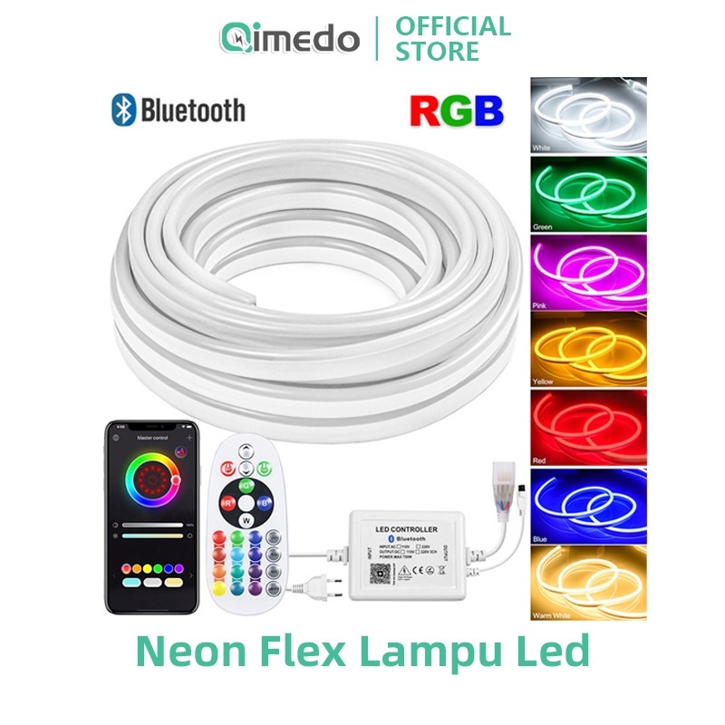 QIMEDO Lampu Neon Flex RGB Remote 10 Meter Lampu Strip Led Silikon Tahan Air