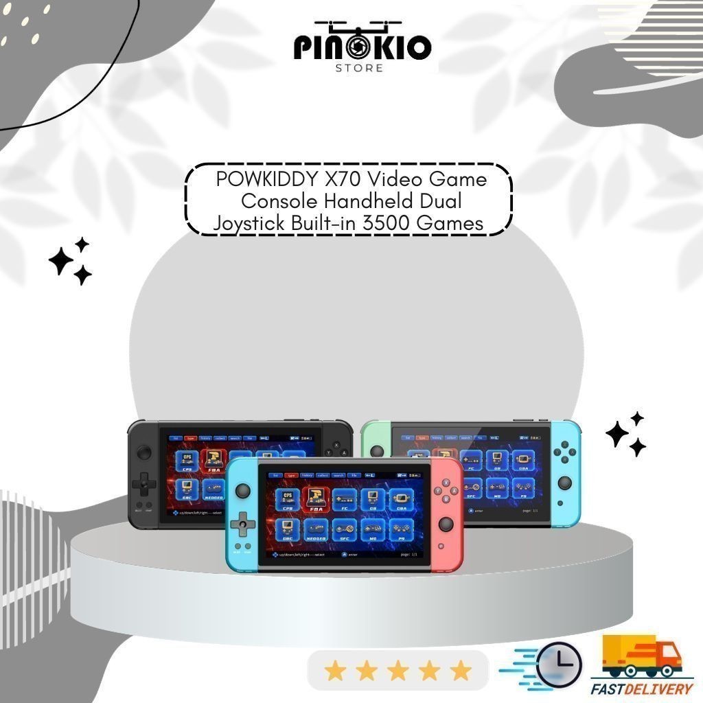 471 POWKIDDY X70 Video Game Console Handheld Dual Joystick Built-in 3500 Games 7 inch