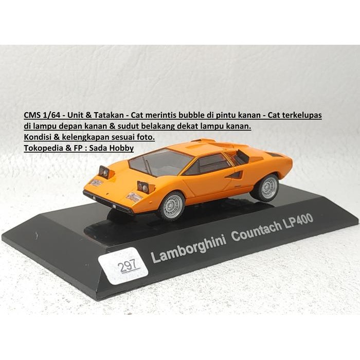 CMS Diecast Skala 1/64 Lamborghini Countach LP400 Orange Open Headlamp