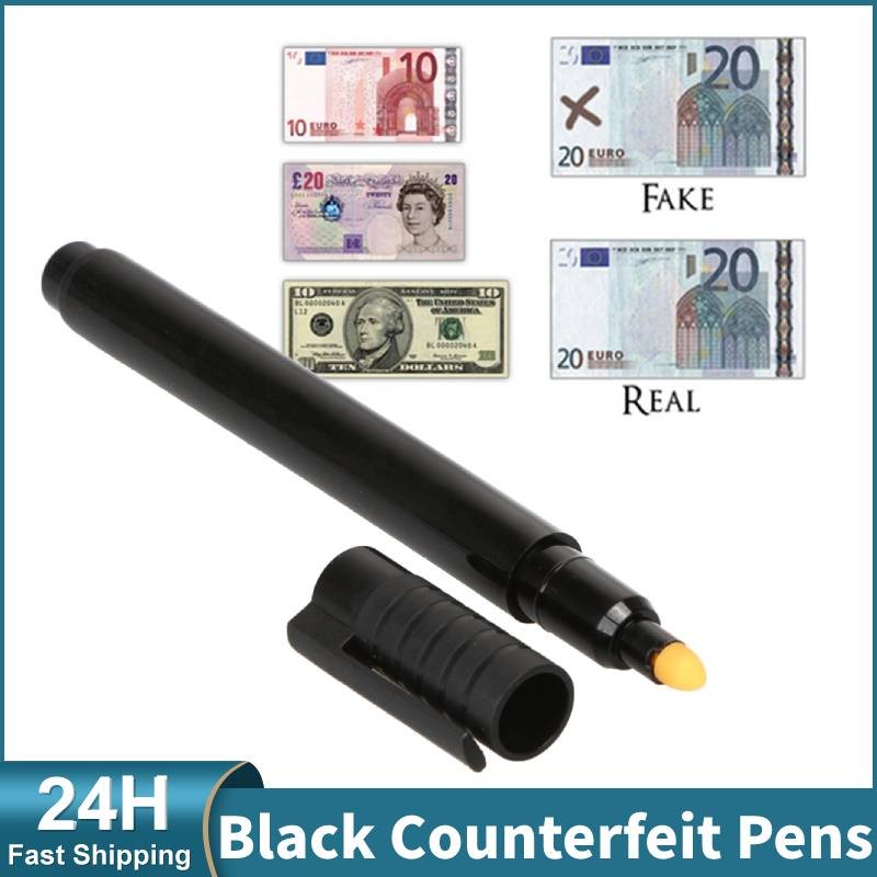 

3pcs Black Plastic Marker Pen Portable Counterfeit Pens Pocket Size Fake Bill Detector Pen Loss Prevention Tester for Money Test