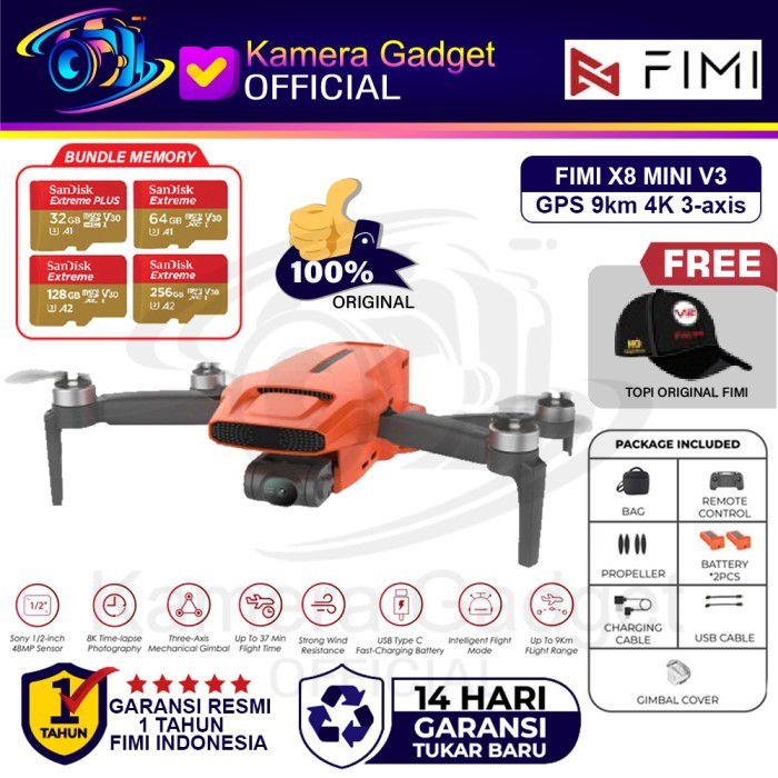 "Walhimura" - BEST SELLER FIMI X8 TELE 4K 48MP Drone Camera 3-Axis Gimbal 10km + Megaphone - Drone F