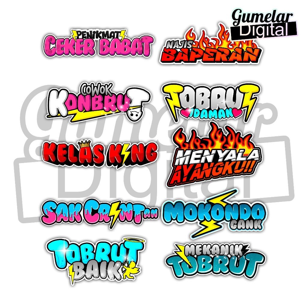

STIKER PACK ISI 10PCS KONBRUT KELAS KING TOBRUT MENYALA AYANGKU