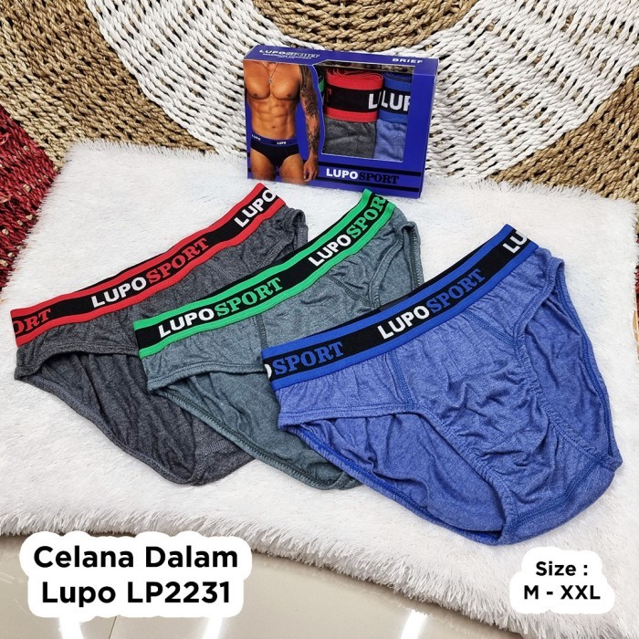 Celana Dalam Pria Lupo LP2231 1 Box Isi 3 Pcs CD Pria Lupo Pakaian Dalam Pria Celana Dalam Lupo CD L