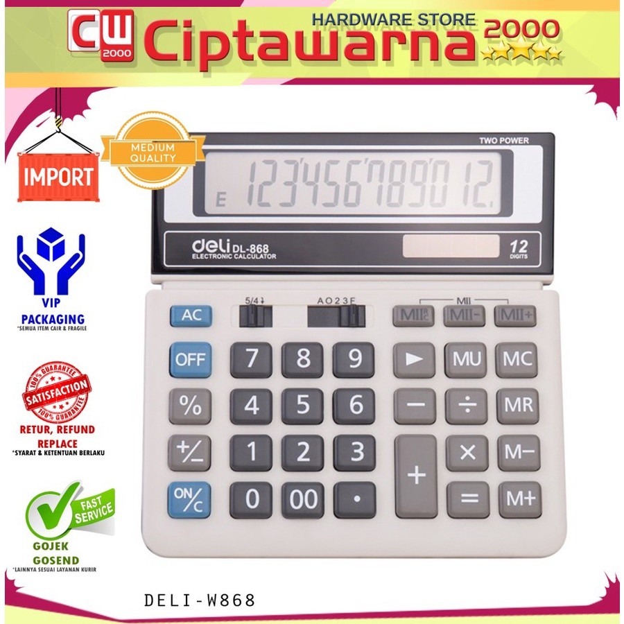 

Kalkulator Deli W868 alat hitung WOOK CwH2
