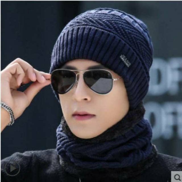 Kupluk Set Syal Pria Wanita / kupluk syal winter musim dingin