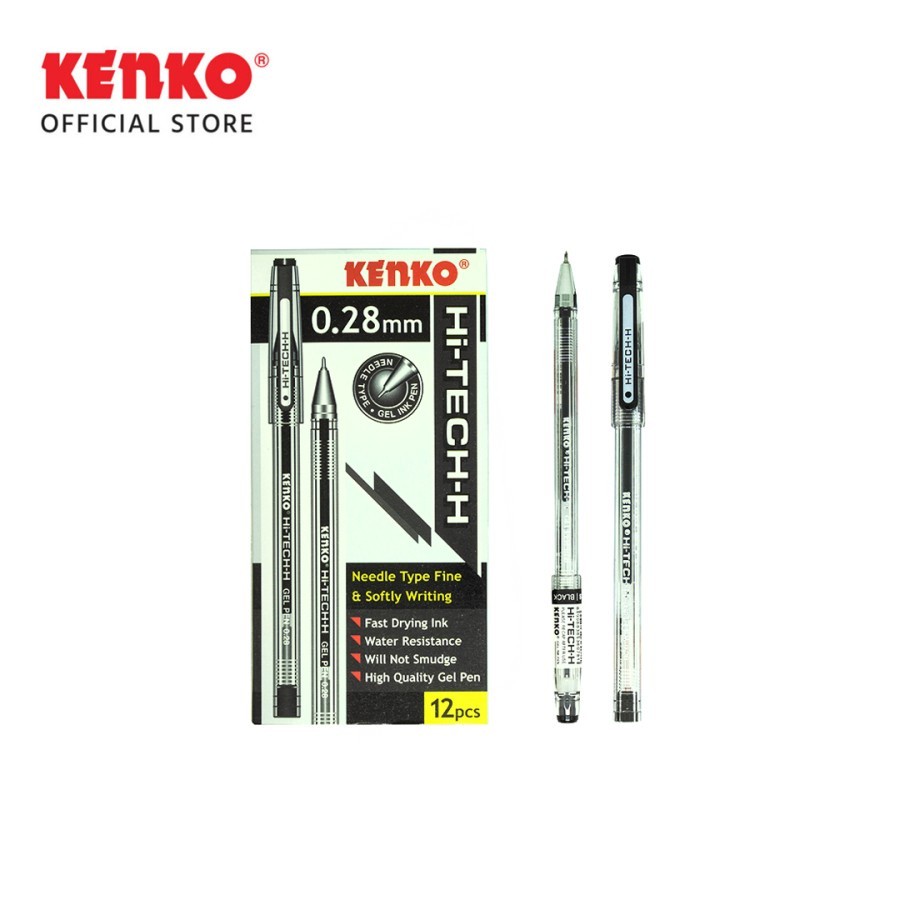 

KENKO GEL PEN Hi-Tech-H 0.28 Mm - Hitam 12 Pcs / 1 Pack