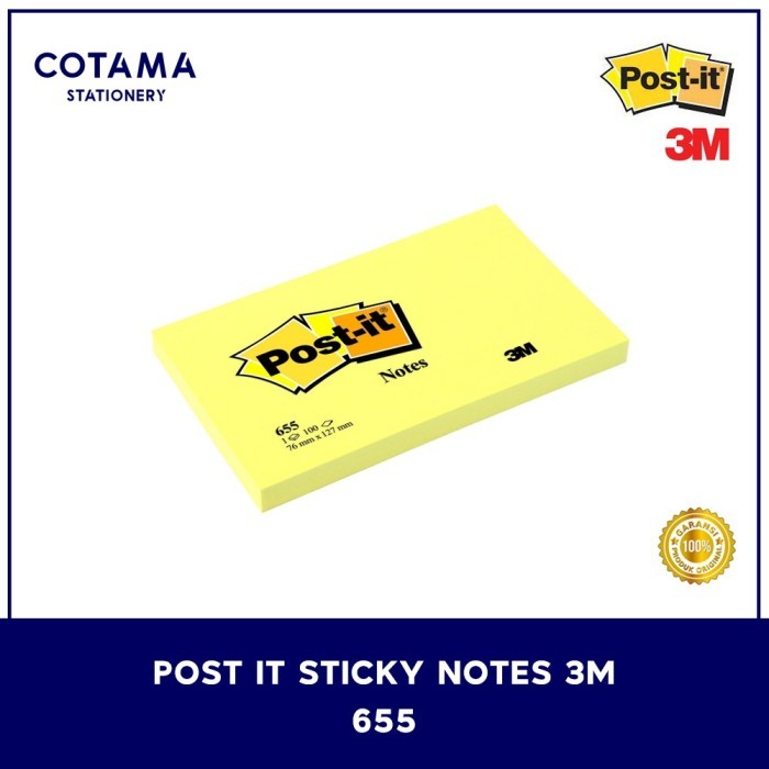 

Sticky Notes Post It 3M 655 Yellow Original - 76 x 127 mm