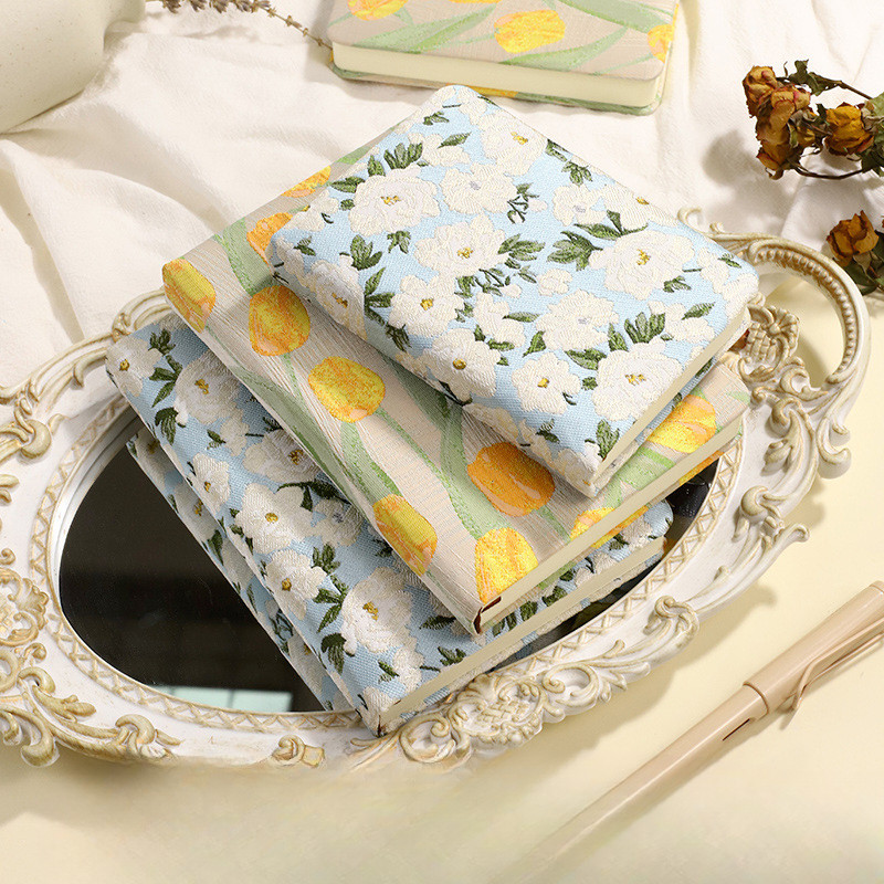 

A6 B6 Floral Fabric Handwritten Loose-leaf Binder Book Embroidered Flower Notebook Advanced Design Notebook High Beauty Notebook
