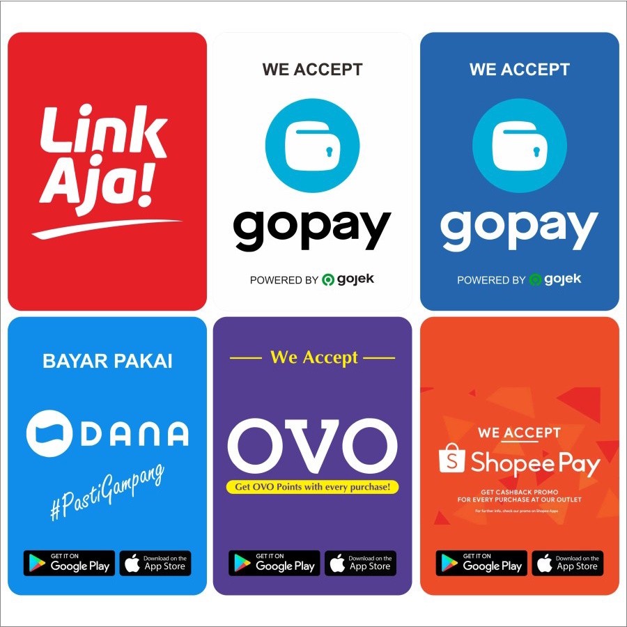 

Cetak Kilat Stiker Sticker Pembayaran E Wallet Walet Money We Accept Kami Menerima Ukuran 15x15CM