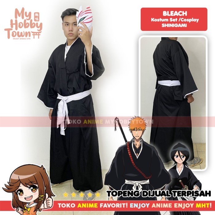 Kostum Cosplay Anime Bleach Shinigami Ichigo Kurosaki Kuchiki Rukia