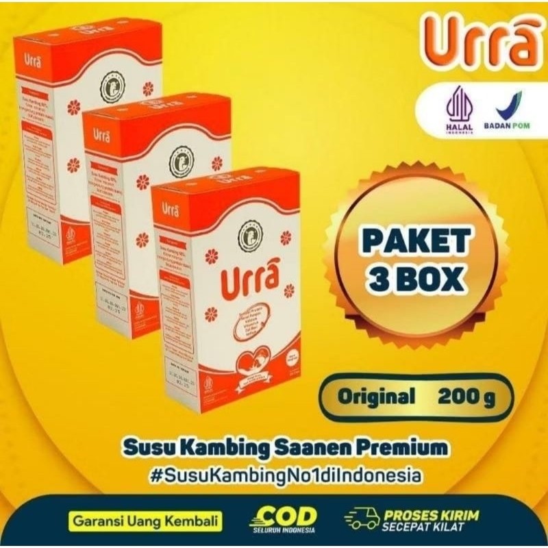 

PROMO Paket 3 Box Susu Urra - Susu Kambing Original Anti Prengus Sumber Protein Tinggi Nutrisi Penambah Berat Badan Anak & Peninggi Badan Anak