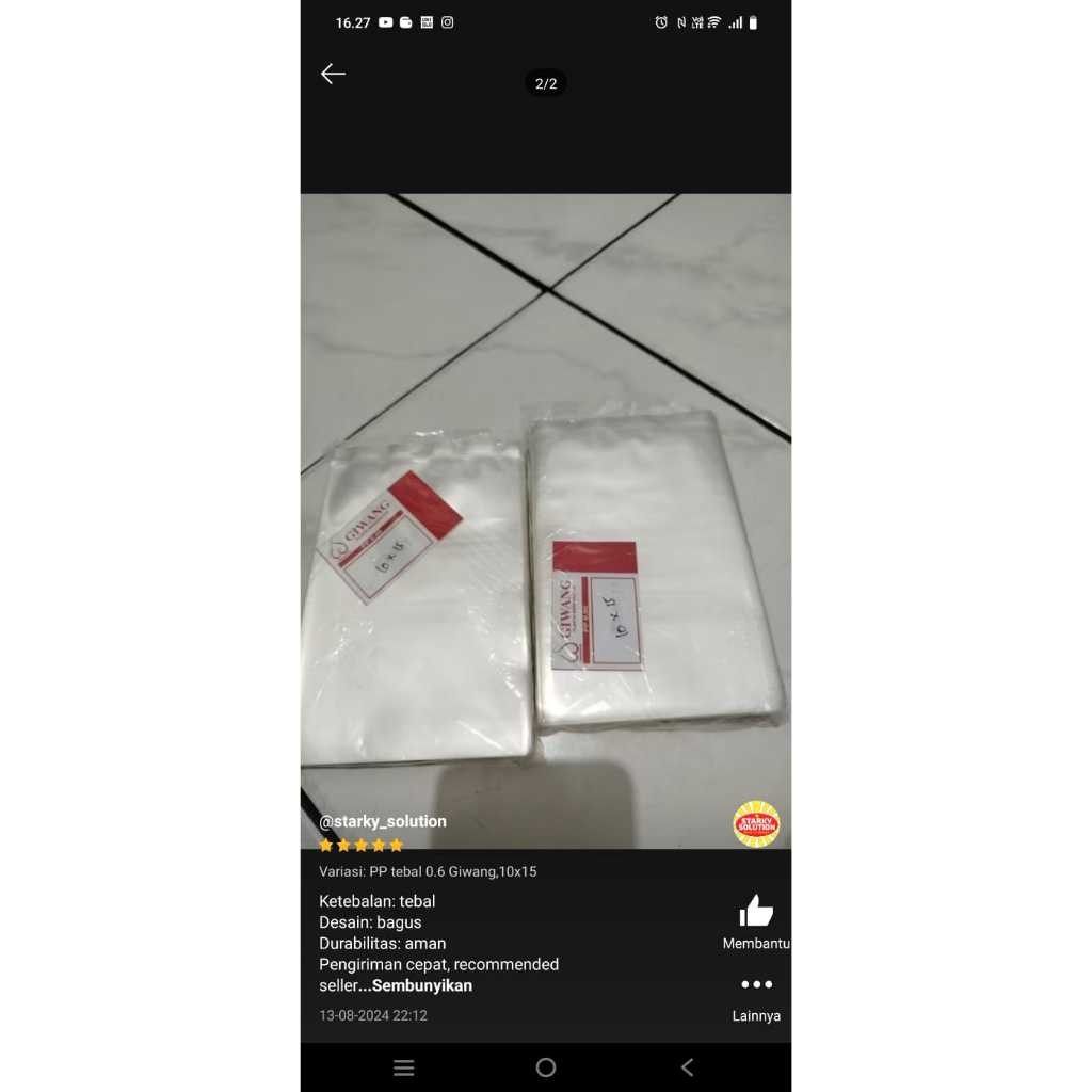 Kantong Plastik PP Keripik singkong Kentang Kacang Plastik Snack Tebal 0.6 Ukuran 8x15 12x15 10x15 1