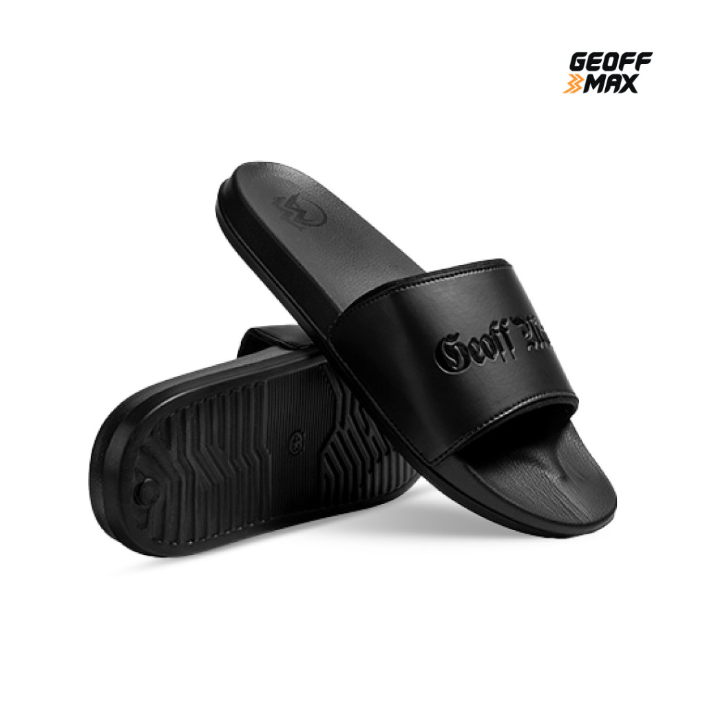 AL) Geoff Max - Alston Black - Sandal Slop Slipper Hitam | Sandal Anti Slip Unisex