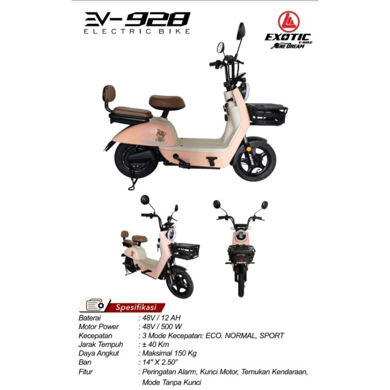 [KHUSUS SURABAYA] Sepeda Listrik Exotic EV 928 Terbaru Termurah Original Bergaransi Resmi