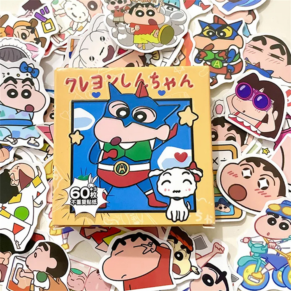 

60Pcs/Box Crayon Shin-chan Handbook Stickers Cartoon Collage Decorative Scrapbooking journal Stationery School Supplies Kids Toy