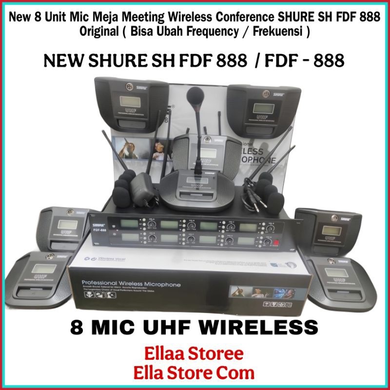 Promo New 8 Unit Mic Meja Meeting Wireless Conference SHURE SH FDF 888 Original ( Bisa Ubah Frequenc