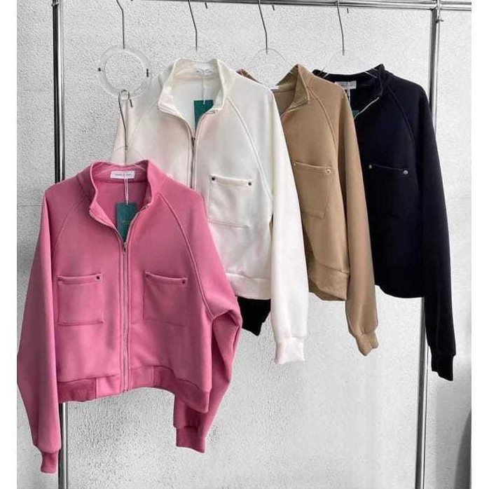 ORIGINAL BASIC ZARA ZIPPER CROP WANITA KOREAN STYLE | JAKET CROOPE WANITA - ATASAN WANITA JAKET