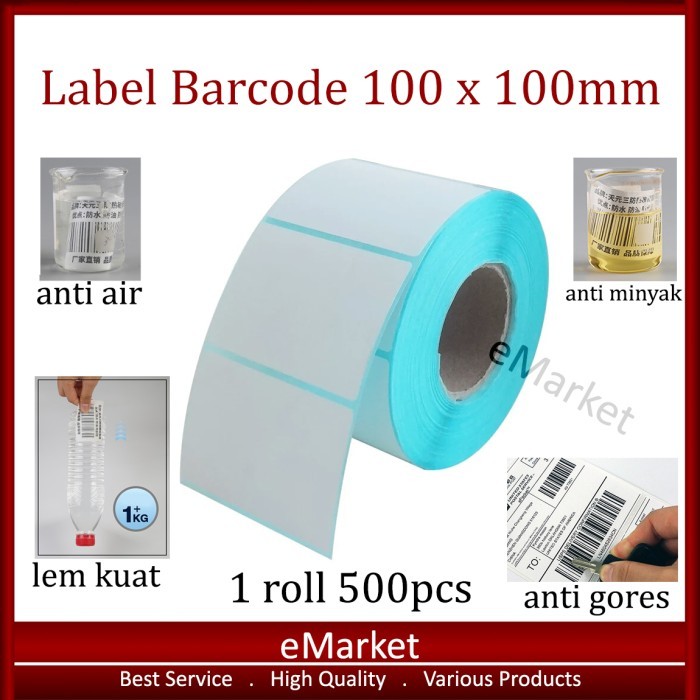 

Kertas Thermal Label Bare 100 x 100 mm 500pcs / Sticker Termal