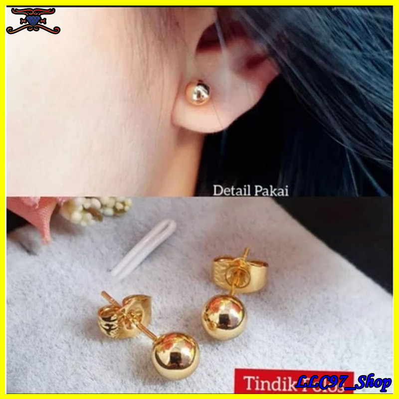 Anting Tusuk Giwang Tindik Anak Bayi Emas Mudah asli 24k tidak alergi ada surat toko