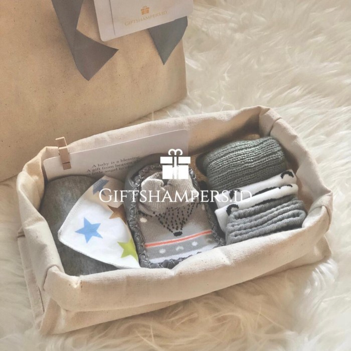 

[Best Seller] Hampers Bayi Perempuan Laki Laki Kado Lahiran Baby Girl Boy Gift Set - Tote Grey Set