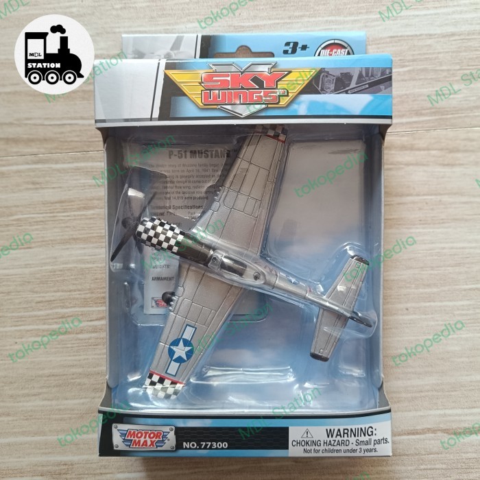 EF90 Motormax Sky Wings - P-51 MUSTANG Diecast Pesawat 1:100