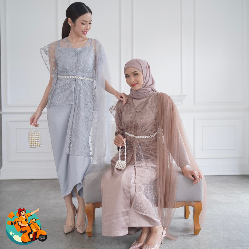 Amaryllis Set by NAMÈLIS - SUDAH SATU SET DAN FREE BELT Outfit Dress Set Hijab Non Hijab untuk Pesta
