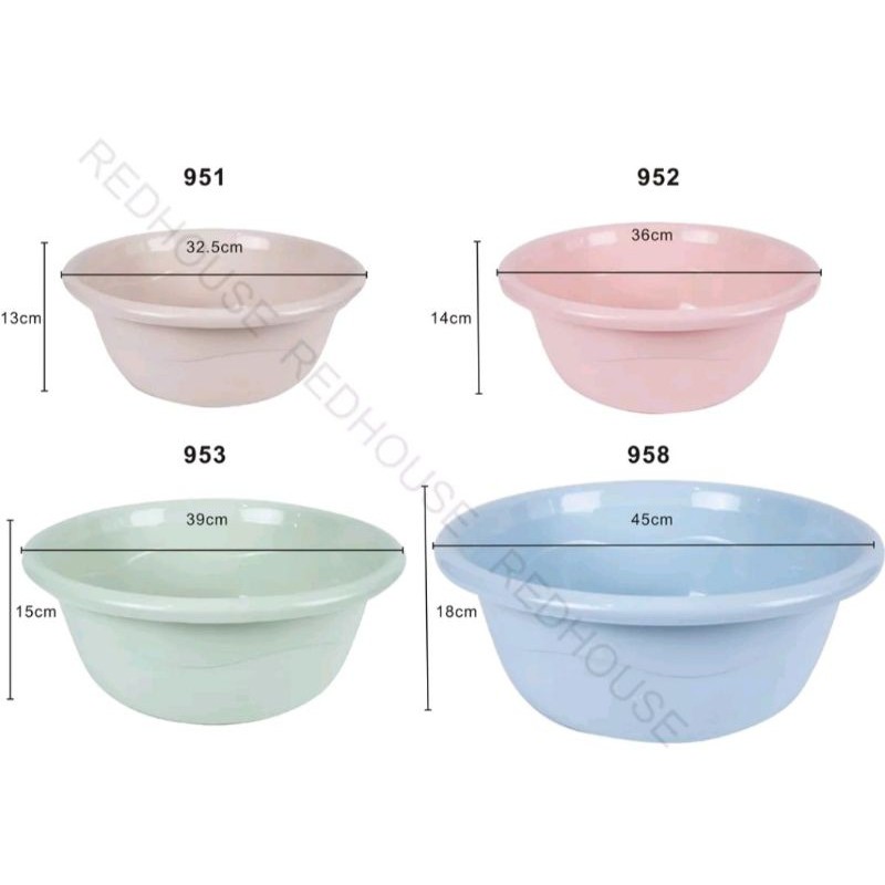 HOMEWARE - Baskom Plastik Wadah Ukuran Besar 45cm & 39cm Tahan Panas dan Tidak Mudah Pecah