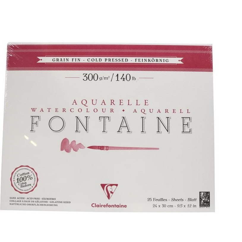 

Gramedia Surabaya - WATERCOLOR PAD CLAIREFONTAINE FONTAINE - COLD PRESSED 300GSM 25S 24X30 96414C