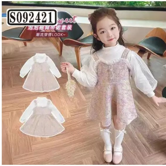 Dress Anak Perempuan Vintage Ribbon Collar 2-4 Tahun