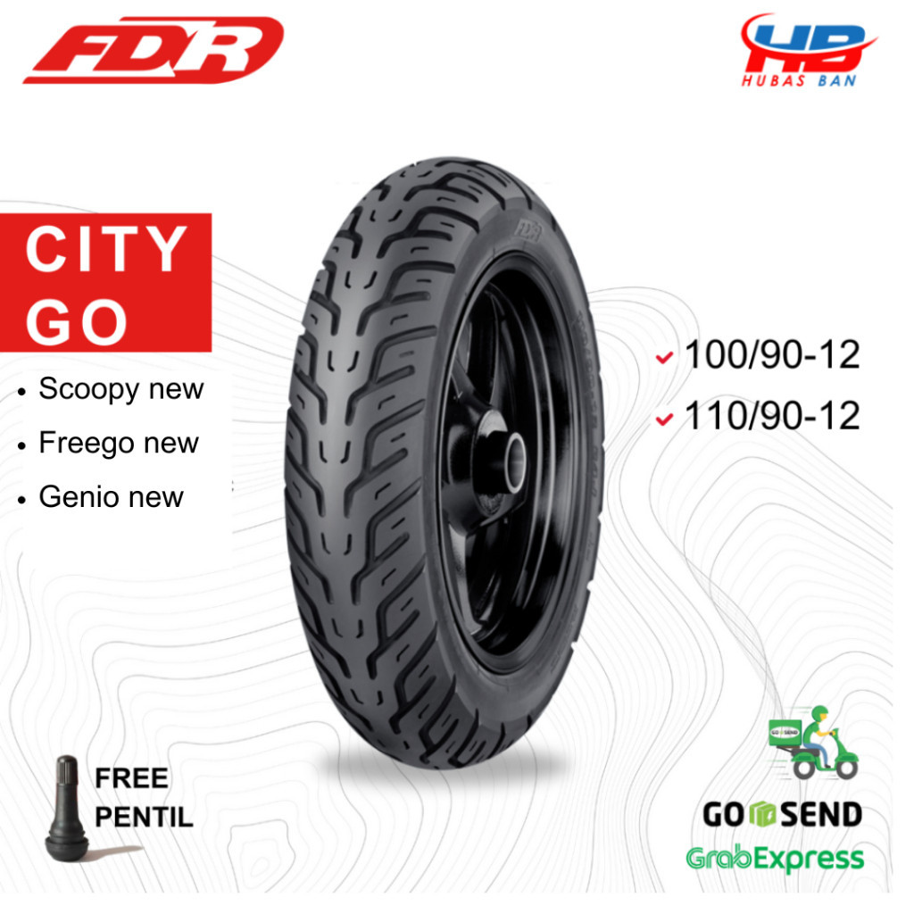 Ban Motor Scoopy Ring 12 FDR City Go Ban Tubles 100/90 110/90 Depan Belakang Ban Motor Scoopy Freego