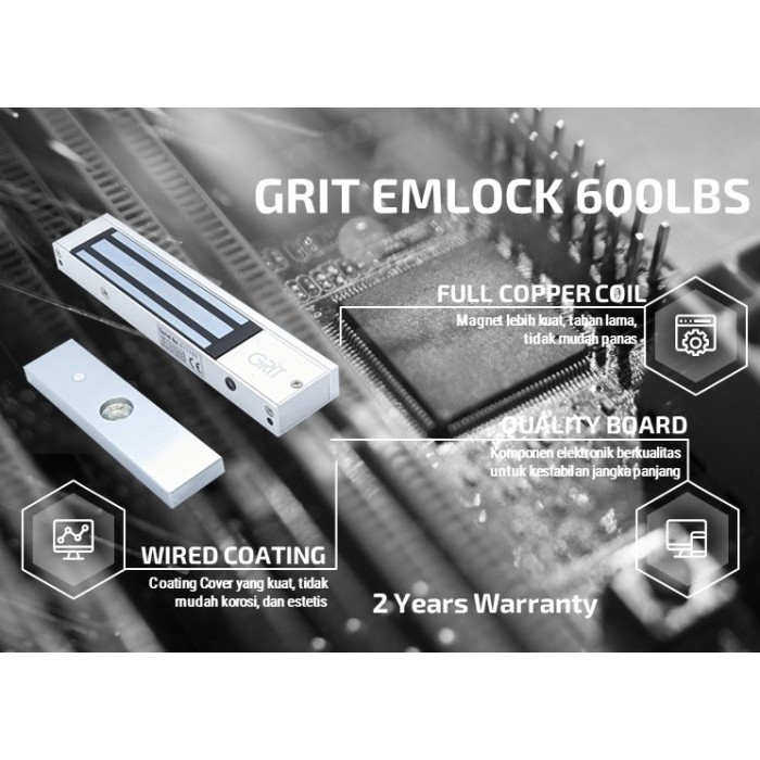 

LARIS -Magnetic Lock with ZL Bracket 600Lbs 280Kg, EmLock Led, EM Lock Door - GRIT Emlock 600