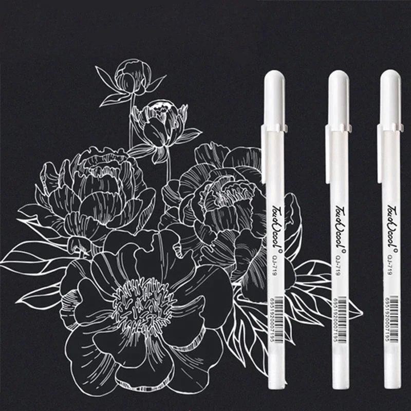 

10 Pieces/Set 0.8mm Oil White Art Marker Pen Large Capacity Sketching Drawing Graffiti Waterproof Highlight Gel Pens