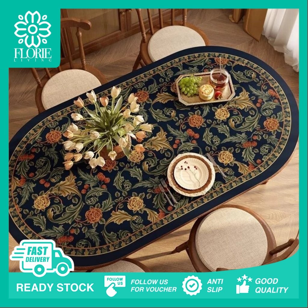 FLORIE Taplak Meja Makan Oval Anti Slip, Alas Meja Makan Oval Tidak Menyerap Air dan Minyak 324