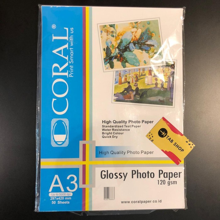 LARIS-CORAL GLOSSY PHOTO PAPER A3 120 GSM 20 LEMBAR | KERTAS FOTO A3