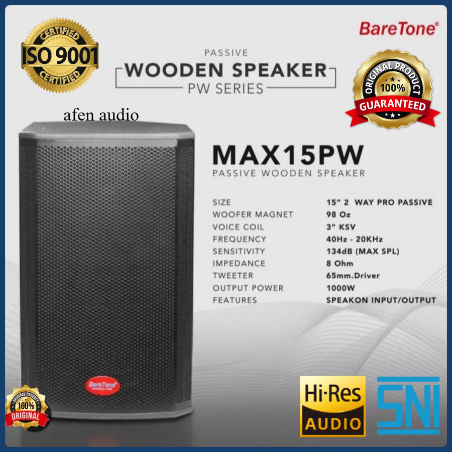 Speaker Pasif Baretone Max 15 PW | MAX15PW Wooden Box Passive Speaker 15 inch 1000 Watt Original