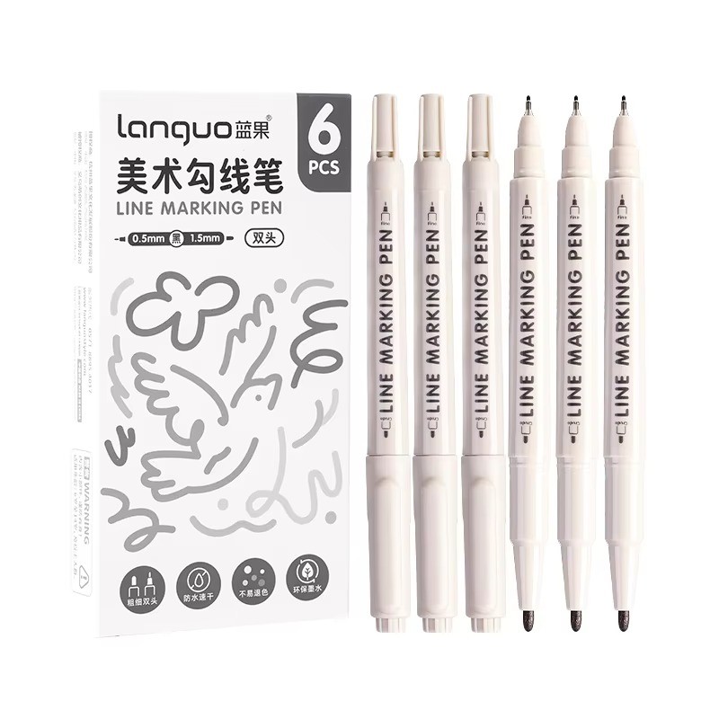 

Double Ended Art Marker Pen for Sketch Anime Drawing Coloring Artist Supplies School Stationery Outline Craft Durable Gift Tool