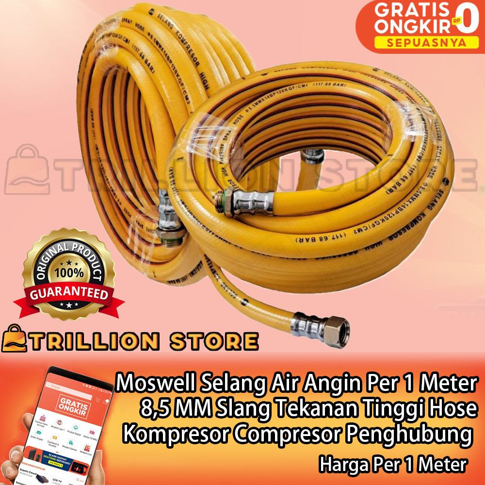 Moswell Selang Air Angin Kompresor 8.5 Mm Per 1 Meter Slang Angen Hose Tekanan Tinggi Komperesor Com